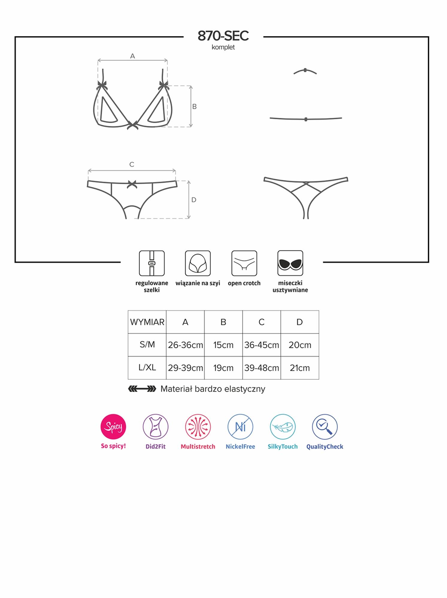 komplet biustonosz stringi obsessive 870-sec-3 s/m