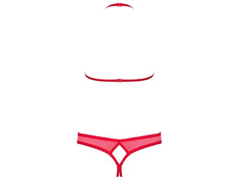 Komplet bielizny erotycznej Obsessive koronkowy czerwony S/M - 6
