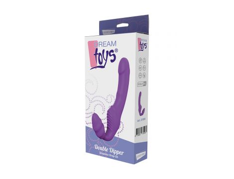 Strapon z wibracją bez ramiączek Double Dipper fioletowy Dream Toys - 4