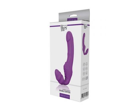 Strapon z wibracją bez ramiączek Double Dipper fioletowy Dream Toys