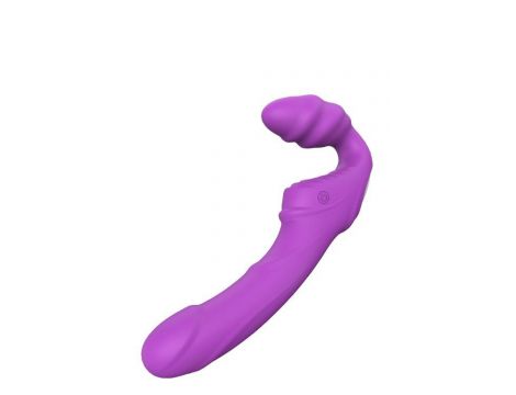 Strapon z wibracją bez ramiączek Double Dipper fioletowy Dream Toys - 6