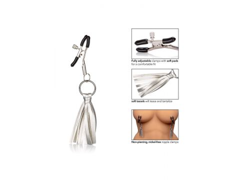 Klipsy na sutki z frędzelkami Calexotics srebrne 5.75 cm - 4