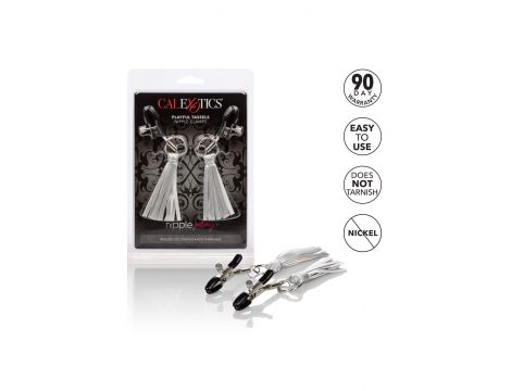 Klipsy na sutki z frędzelkami Calexotics srebrne 5.75 cm - 5