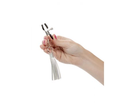 Klipsy na sutki z frędzelkami Calexotics srebrne 5.75 cm - 6