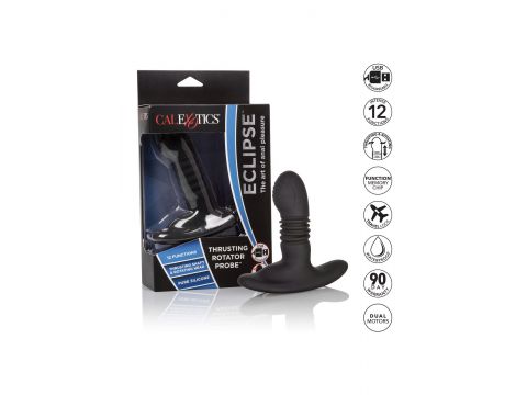 Wibrujący plug analny Eclipse Calexotics czarny 9.5 cm - 5