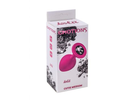 Korek analny silikonowy z czarnym kryształem Lola Toys różowy 8,5 cm