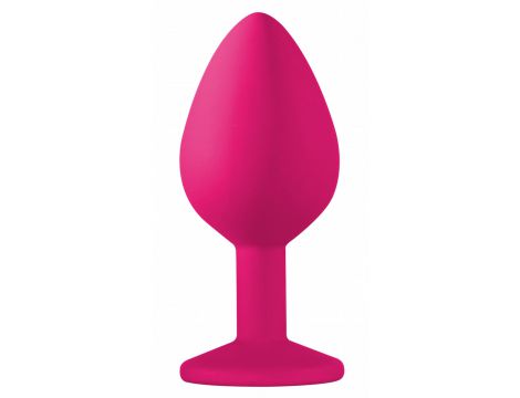 Korek analny silikonowy z czarnym kryształem Lola Toys różowy 8,5 cm - 2