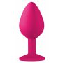 Korek analny silikonowy z czarnym kryształem Lola Toys różowy 8,5 cm - 3