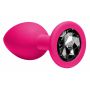 Korek analny silikonowy z czarnym kryształem Lola Toys różowy 8,5 cm - 4