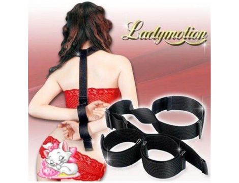 Nylonowe kajdanki BDSM do wiązania za plecami Toyz4lovers czarne - 2