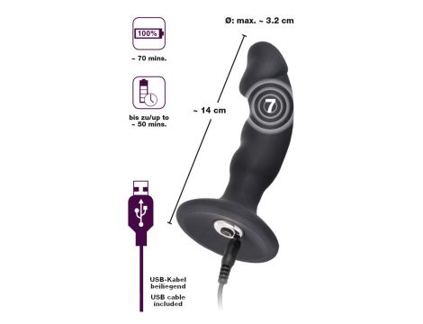 Wibrujący korek analny Black Velvets silikonowy USB 14 cm - 16