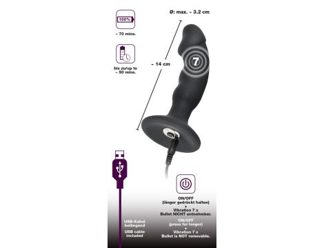 Wibrujący korek analny Black Velvets silikonowy USB 14 cm - 11