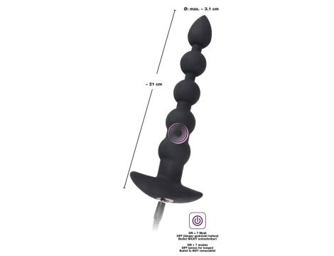 Łańcuch kulkowy analny wibrujący Black Velvets silikon USB 21 cm - 10