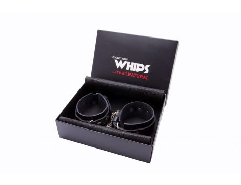 Kajdanki męskie Whips Collection skórzane 4 cm 25 cm łańcuch