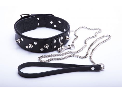 Obroża męska z ćwiekami i smyczą Whips Collection 120 cm - 5