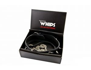 Obroża męska Whips Collection z półkółkami i smyczą
