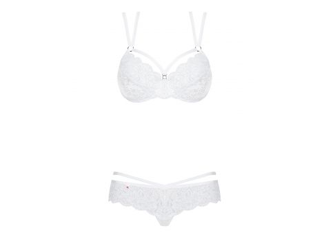 Koronkowy komplet bielizny Obsessive biały S/M - 3