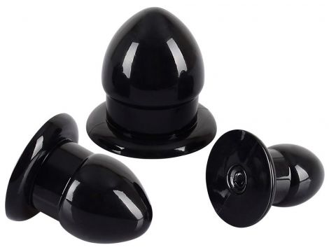 Zestaw 3 czarnych korków analnych rozprężających You2Toys TPR - 6