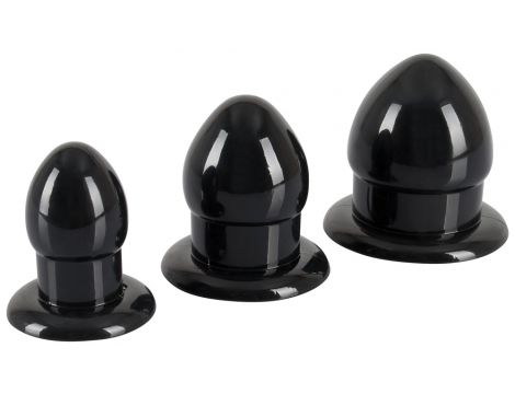 Zestaw 3 czarnych korków analnych rozprężających You2Toys TPR - 3