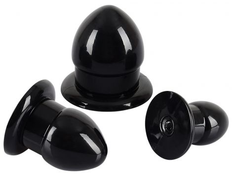 Zestaw 3 czarnych korków analnych rozprężających You2Toys TPR - 5