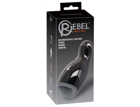 Masturbator Rebel z 3 funkcjami wibracji i ogrzewania 20 cm USB - 2