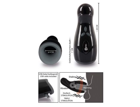 Masturbator Rebel z 3 funkcjami wibracji i ogrzewania 20 cm USB - 17