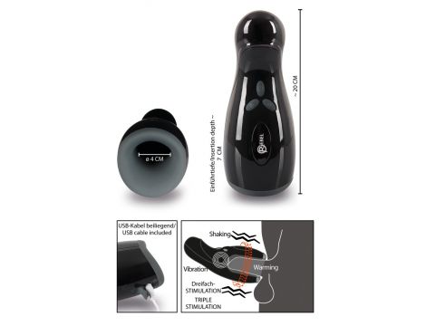 Masturbator Rebel z 3 funkcjami wibracji i ogrzewania 20 cm USB - 15