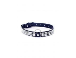 Obroża z kryształkami Fetish B Series srebrna 2 cm