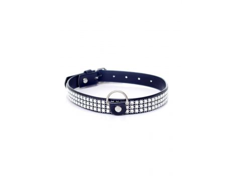 Obroża z kryształkami Fetish B Series srebrna 2 cm