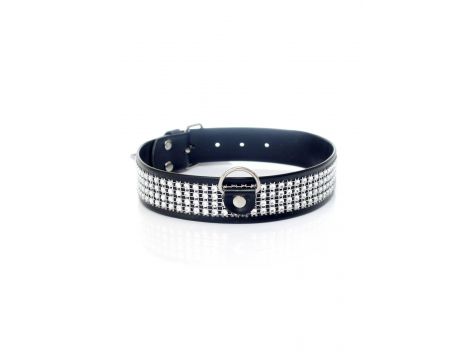 Obroża z kryształkami Fetish B Series srebrna 3 cm