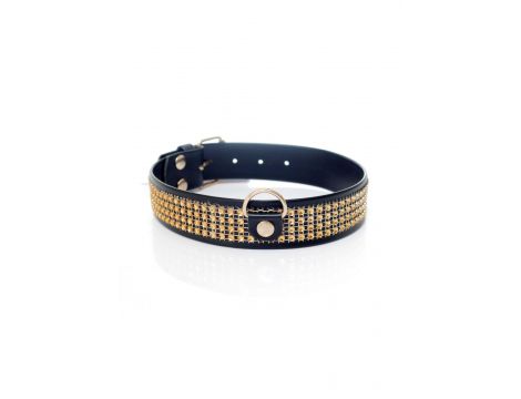 Obroża z kryształkami Fetish B Series złota 3 cm