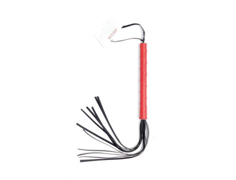 Pejcz ze skórzanymi paskami Fetish B Series czerwony 50 cm - 2