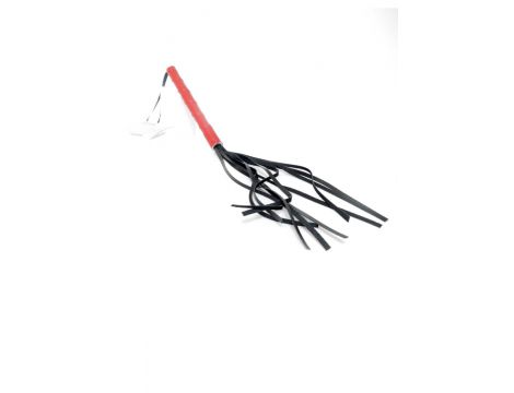 Pejcz ze skórzanymi paskami Fetish B Series czerwony 50 cm - 4