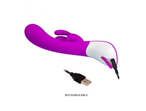 Wibrator króliczek silikonowy Pretty Love Harlan fioletowy USB 12 cm - 15