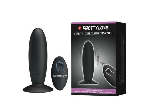 Korek analny wibrujący Pretty Love z pilotem 12 funkcji czarny silikonowy