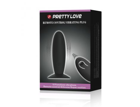Korek analny wibrujący Pretty Love z pilotem 12 funkcji czarny silikonowy - 10