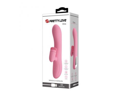 Wibrator silikonowy punktu G Pretty Love Chris rotujący USB 20,5 cm