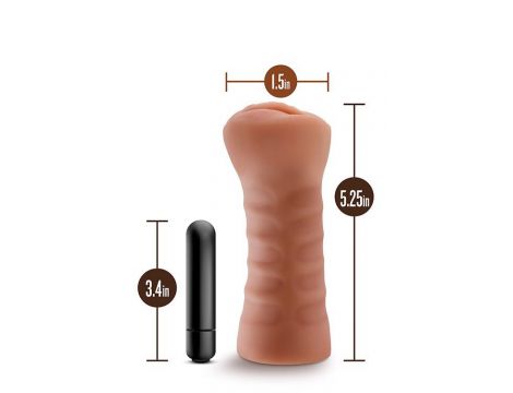 Masturbator z wibracją M for Men Sofia Mocha TPE na baterie AAA - 6