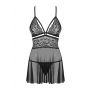 Seksowny koronkowy babydoll z stringami Obsessive czarne L/XL - 6
