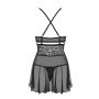 Seksowny koronkowy babydoll z stringami Obsessive czarne L/XL - 7