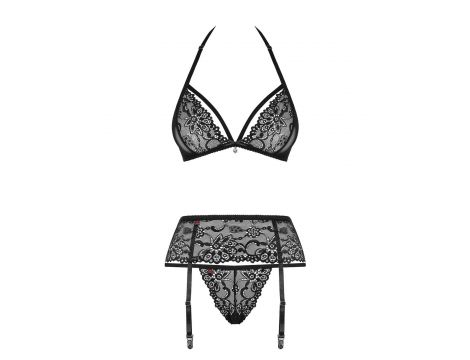 Komplet bielizny erotycznej Obsessive koronkowy czarny S/M - 5