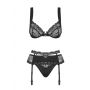 Komplet bielizny Heartina Obsessive z pasem czarny S/M - 6