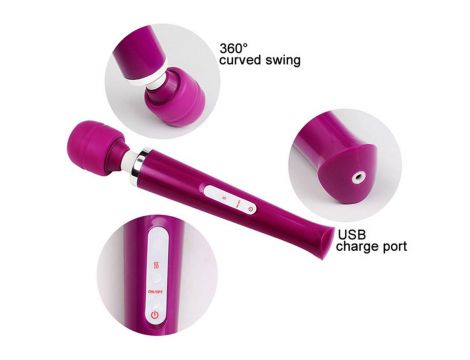 Stymulator łechtaczki Magic Wand fioletowy USB 10 programów - 13