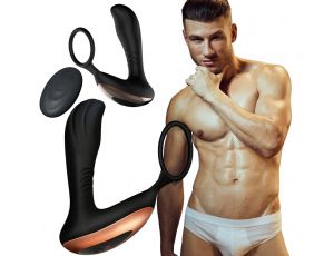 Masażer prostaty z pierścieniem na jądra pilot USB 10 funkcji