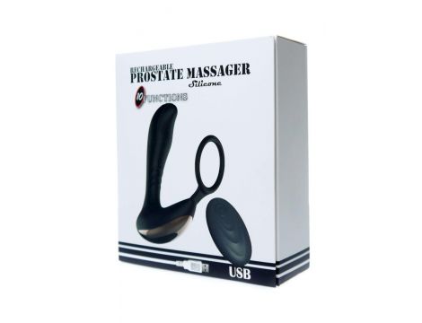 Masażer prostaty z pierścieniem na jądra pilot USB 10 funkcji - 5