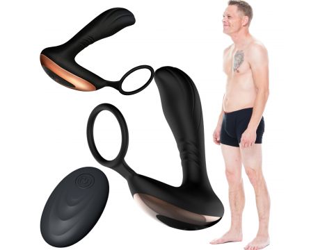 Masażer prostaty z pierścieniem na jądra pilot USB 10 funkcji - 2
