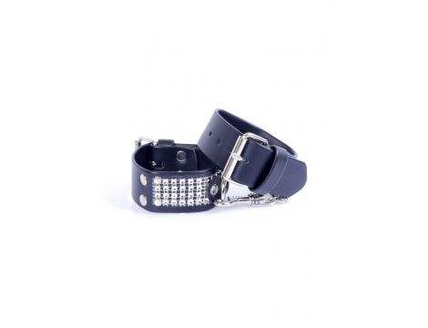 Kajdanki z kryształkami Fetish B Series srebrne 3 cm regulowane - 2