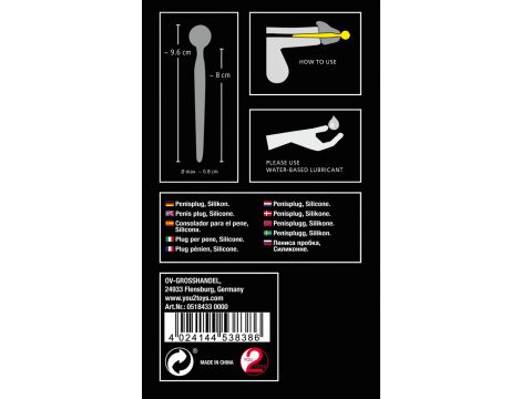 Silikonowy penis plug Penisplug 9,6 cm - 5