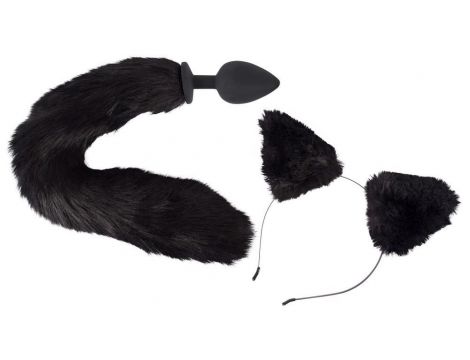 Korek analny z ogonem i uszami kota Bad Kitty czarny 9 cm - 3