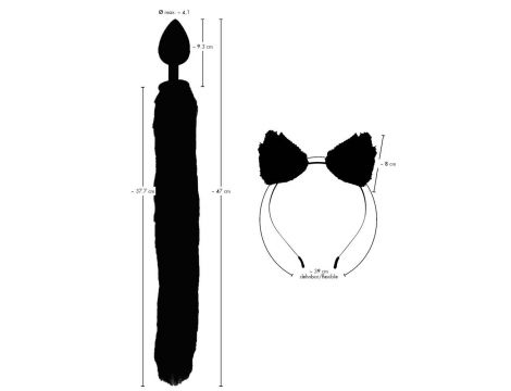 Korek analny z ogonem i uszami kota Bad Kitty czarny 9 cm - 16